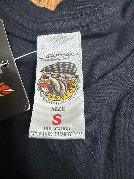Ed Hardy Eternal Love Baby Tee S Y2K Graphic Christian Audigier Sample 2012 - Picture 3 of 5